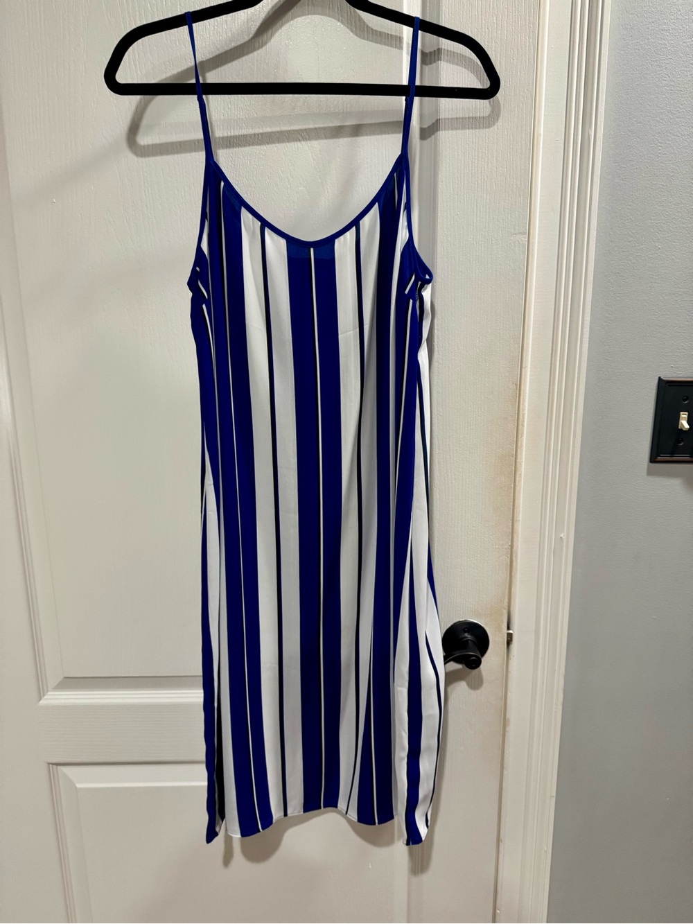 J. Crew Royal Blue and White Vertical Stripe Slip Dress